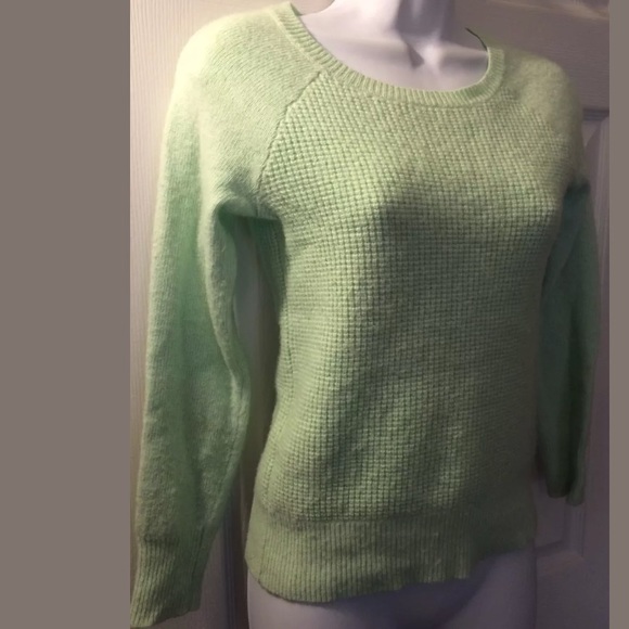 J. CREW Warmspun Waffle Knit Sweater Mint Green Aqua Knit Pullover Textured Crew - Picture 9 of 13